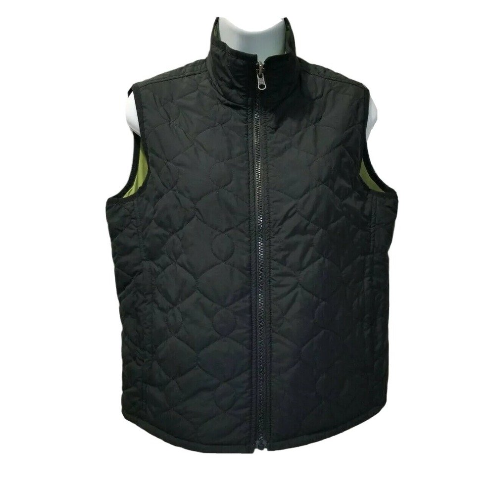 Eddie‎ Bauer Quilted Vest Womens Small Insulated Reversible Black Zip Gorpcore